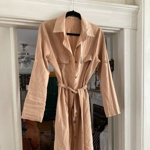 Beige button up dress with belt